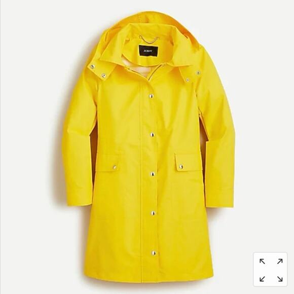 J. Crew Classic Raincoat w/ Hood in Bright Yellow Women's XXSP Petite AW553 $178 - Picture 1 of 13